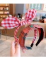 Fashion Pink Three-piece Suit Fabric Bowknot Checkered Net Yarn Printing Knotted Wide Side Childrens Headband