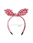 Fashion Deep Pink Three-piece Suit Fabric Bowknot Checkered Net Yarn Printing Knotted Wide Side Childrens Headband