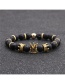 Fashion Gold Colorful Volcanic Stone Crown Diamond Beaded Bracelet