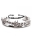Fashion White Gold Colorful Crown Red String Set Stainless Steel C-shaped Twisted Crown Opening Adjustment Bracelet Set