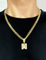 Fashion K Gold Copper Gold-plated Thick Chain With Diamond Letter Necklace Pendant
