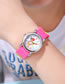 Fashion Rose Red 6d Embossed Tennis Racket Pattern Childrens Sports Watch