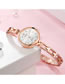 Fashion Rose Gold White Noodles Small Dial Thin Strap Water Diamond British Bracelet Watch