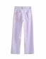 Fashion Purple Faux Leather Solid Color Loose Wide-leg Pants