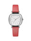Fashion Red Tonneau Shaped Pu Belt Quartz Watch
