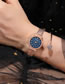 Fashion Black Waterproof Strap Quartz Bracelet Watch With Chain Subdial