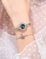 Fashion Silver With White Noodles Thin Strap Diamond Digital Face Bracelet Watch