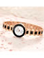 Fashion Rose Gold Black Surface Alloy Thin Disc Water Diamond Bracelet Watch