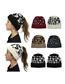 Fashion Camel Leopard Jacquard Ponytail Knitted Beanie