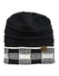 Fashion Black+white Grid Letter Logo Large Lattice Curled Knit Ponytail Hat