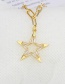 Fashion Gilded Diamond And Copper-plated Five-pointed Star Hollow Pendant Necklace