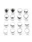 Fashion Silver Lotus Sunflower Geometric Alloy Ring Set