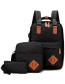 Fashion Black Stitching Nylon Fabric Backpack Three-piece Set