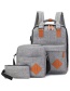 Fashion Gray Stitching Nylon Fabric Backpack Three-piece Set