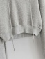 Fashion Black Pure Color Plus Fleece Hooded Short Sweater + Lace-up Straight-leg Pants Trouser Suit