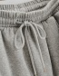 Fashion Gray Pure Color Plus Fleece Hooded Short Sweater + Lace-up Straight-leg Pants Trouser Suit