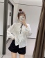 Fashion White Loose Cardigan Top With Ruffled Tether