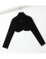 Fashion Black Short Slim-fit Stretch Waist Half-high Neck Split Halter Top