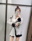 Fashion White Flower Knotted Print Pleated Shirt Top