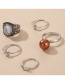 Fashion Silver Turquoise Diamond Pearl Geometric Alloy Ring Set
