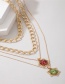 Fashion Golden Hexagonal Crystal Alloy Thick Chain Multilayer Necklace
