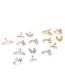 Fashion Multiple Five-pointed Stars Silver Screw Thin Rod Five-pointed Star Micro-inlaid Zircon Stainless Steel Geometric Earrings