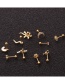 Fashion Moon Golden Stainless Steel Thin Rod Screw Micro-inlaid Zircon Geometric Earrings