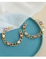 Fashion Color Alloy Chain Diamond Hollow Circle Stud Earrings