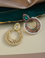 Fashion Gold Color Alloy Diamond Pearl Hollow Round Earrings