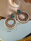 Fashion Color Alloy Diamond Pearl Hollow Round Stud Earrings