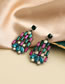 Fashion Color Alloy Diamond Hollow Geometric Shape Earrings