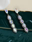 Fashion Purple Alloy Diamond Oval Diamond Earrings