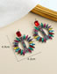 Fashion Color Alloy Diamond Hollow Round Earrings