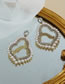 Fashion Silver Color Alloy Diamond Pearl Hollow Geometric Shape Stud Earrings