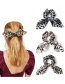 Fashion Satin Flower Bunny Ears-pink Snake Leopard Print Chiffon Dovetail Bow Hair Rope