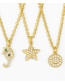 Fashion Round Diamond Five-pointed Star Seahorse Round Alloy Necklace