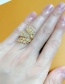 Fashion Gold Color Leaf Olive Branch Diamond Open Ring