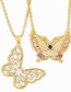 Fashion White Diamond Butterfly Micro Inlaid Zircon Gold-plated Hollow Necklace
