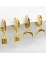 Fashion Crescent Moon Diamond-studded Lock Moon Gold-plated Earrings