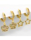 Fashion Crown Micro-set Zircon Crown Five-pointed Star Earrings