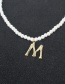 Fashion White Alien Shaped Imitation Pearl Alloy Letter Necklace