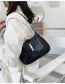 Fashion Black Lock Stitching Solid Color Shoulder Bag