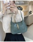 Fashion Green Lock Stitching Solid Color Shoulder Bag