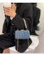 Fashion Blue Printed Pearl Chain Diagonal Shoulder Bag