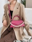 Fashion Rose Red Pearl Chain Embroidery Thread Flap Crossbody Shoulder Bag