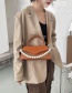 Fashion Khaki Pearl Chain Embroidery Thread Flap Crossbody Shoulder Bag