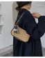 Fashion Brown Embroidered Chain Edging Diagonal Shoulder Bag