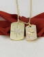 Fashion Gold Color-plated Love + Full Diamond Snowflakes Square Full Diamond Snowflake Smooth Necklace