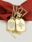 Fashion Gilded Heart + Snowflake Square Snowflake Love Heart Gold-plated Pendant Necklace