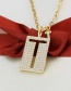 Fashion Gilded F Square Letter Diamond Geometric Pendant Necklace